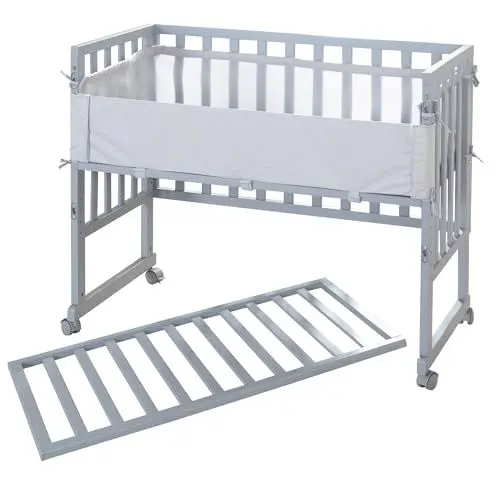 Produktbild: roba Stuben- & Beistellbett 3in1 grau, Style‘, für alle Elternbetthöhen, inklusive Matratze