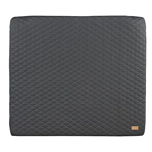 Produktbild: roba Wickelauflage Luxe 85 x 75 cm - Wickelunterlage abwaschbares veganes Leder - Wickeltischauflage im Design Greyish gesteppt Graphite gesteppt - Anthrazit