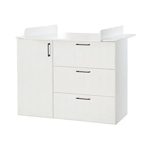 Produktbild: roba Wickelkommode ‚Sylt' breit, inkl. Wickelansatz & gefrästen Verzierungen, Wickelhöhe 90,5 cm