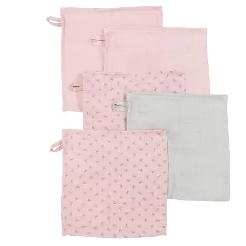 Produktbild: roba organic 5er Set Waschlappen 'Lil Planet' rosa/mauve, Musselin, Bio-Baumwolle, GOTS, 25x25cm