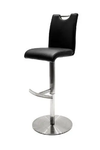 Produktbild: Robas Lund Barstuhl Schwarz 360°drehbar mit Kunstlederbezug, belastbar bis 120 kg