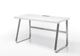 Produktbild: Robas Lund Schreibtisch Computertisch weiß matt, Gestell Edelstahl gebürstet, BxHxT 140x75x60 cm