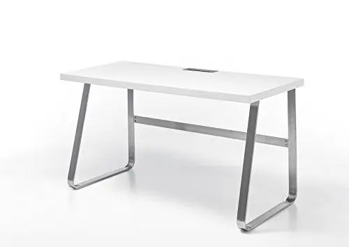 Produktbild: Robas Lund Schreibtisch Computertisch weiß matt, Gestell Edelstahl gebürstet, BxHxT 140x75x60 cm
