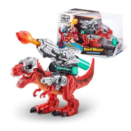 Produktbild: ROBO ALIVE Dino Wars Mega-Rex von ZURU, Dinosaur Battle, Jungen 4-8, realistisches Laufen, Gaint T-Rex mit Rüstung und Kampfwaffen, elektronischer Spielzeug-Dinosaurier, 30 cm (T-Rex)