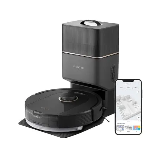 Produktbild: roborock Q5 Pro+ Staubsauger Roboter mit Absaugstation, DuoRoller-Bürste, 5500Pa Saugkraft, 2,5L Staubbeutel, 180mL Wassertank, Wischroboter PreciSense-LiDAR-Navigation App/Alexa, Schwarz