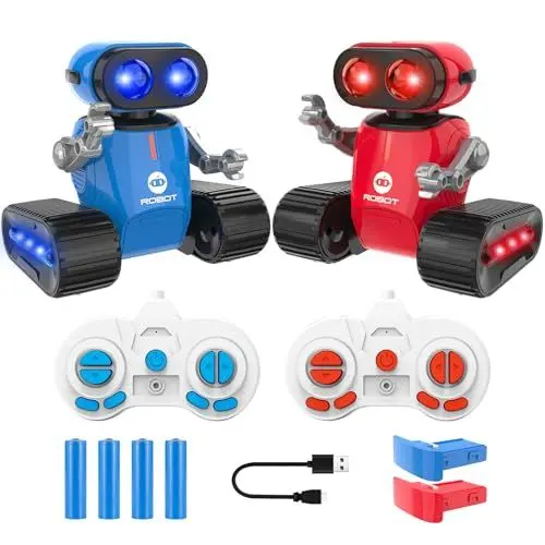 Produktbild: Roboter Kinder Spielzeug, Wiederaufladbares Ferngesteuerter Roboter mit Lichteffekte, LED-Augen, Musik Tanz und Herausnehmbarer Akku, RC Robot Spielzeug Geschenk für Jungen Mädchen ab 3 Jahre