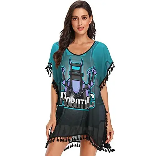 Produktbild: Robotik-Team Für Künstliche Intelligenz Damen Strandkleid Bikini Cover Up Sommer Chiffon Bademode Strand Vertuschen Shirt