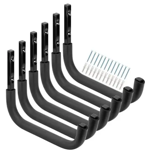 Produktbild: Robuste Garagen-Aufbewahrungshaken, 31,1 cm Leiter-Aufhänger, Wandhalterung, Utility-Haken für den Innen- und Außenbereich, Klappstühle, Fahrrad, Werkzeuge, Wasserrohre