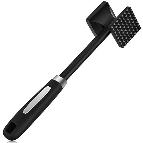 Produktbild: Robuster Fleischklopfer, Fleischklopfer mit weichem Griff, doppelseitiger Fleischhammer, Küchenhammer für Rind, Hühnerpfahl, 3 m, Schwarz