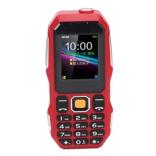 Produktbild: Robustes 2G-Handy, Entsperrtes Dual-SIM-Handy für Senioren, 1,8-Zoll-HD-Bildschirm, 5800-mAh-Akku, LED-Taschenlampe, Große Tasten (Rot)