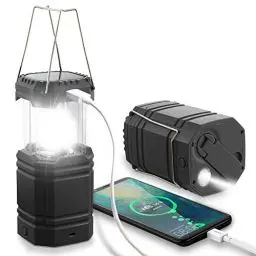 Produktbild: LED Campinglampe Solar, Wasserdicht LED Camping Laterne, Notfallleuchte mit Handkurbel, Eingebaute 3000mAh Akku für Wandern, Angeln, SOS, Ausfälle