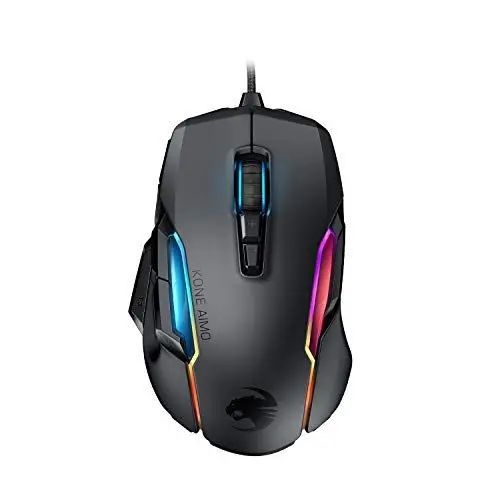 Produktbild: Roccat Kone AIMO Gaming Maus (hohe Präzision, Optischer Owl-Eye Sensor (100 bis 16.000 Dpi), RGB AIMO LED Beleuchtung, 23 programmierbare Tasten, Designt in Deutschland, USB), schwarz(remastered)
