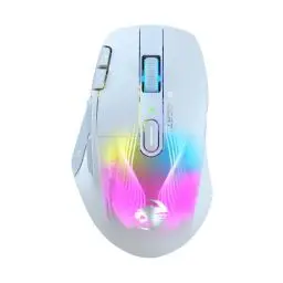 Produktbild: Roccat Kone XP Air – kabellose Gaming-Maus mit optischem Sensor mit 19.000 DPI, AIMO RGB-Beleuchtung, 4D-Mausrad, weiß