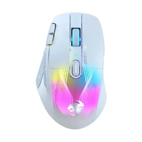 Produktbild: Roccat Kone XP Air – kabellose Gaming-Maus mit optischem Sensor mit 19.000 DPI, AIMO RGB-Beleuchtung, 4D-Mausrad, weiß
