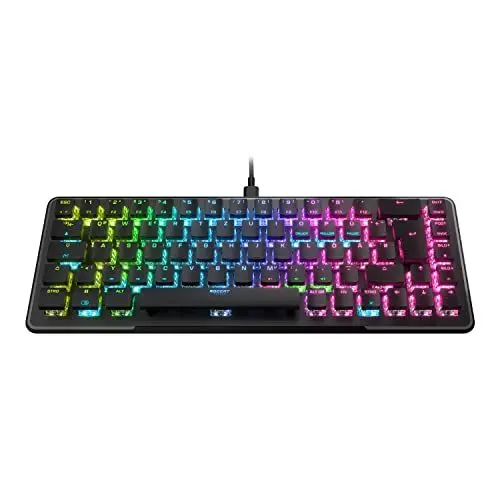 Produktbild: Roccat Vulcan II Mini 65% Optical Gaming Tastatur (DE-Layout), RGB-Beleuchtung, abnehmbares Kabel, Aluminiumoberfläche, schwarz, ROC-12-041