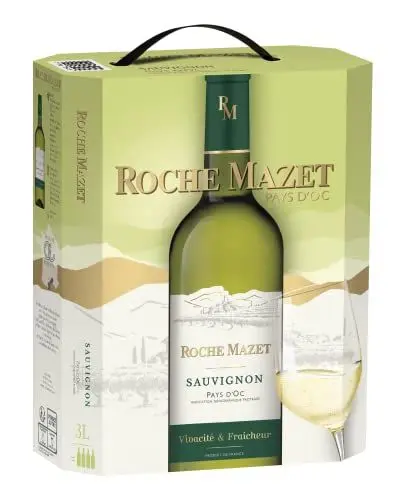 Produktbild: Roche Mazet – Sauvignon Blanc Weißwein Trocken (3l) – IGP Pays d’Oc – Bag-in-Box