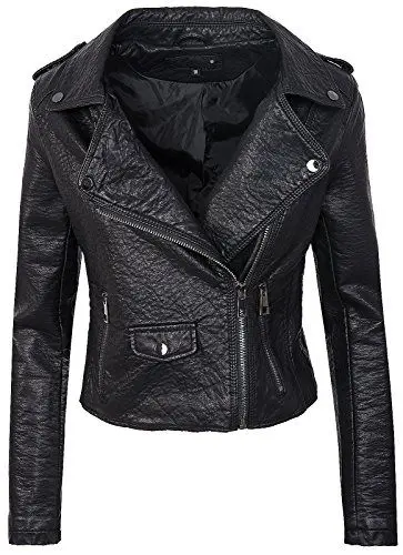 Produktbild: Rock Creek Selection Damen Biker Kunstleder Jacke D-286 (PU-1964 Schwarz 40)