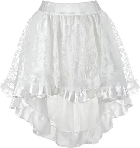 Produktbild: Rock Damen Tüllrock Elastische Taille Spitzen Unregelmäßig Unterrock Ballettrock Faltenrock Röcke Lack White Skirts for Women Weiß S