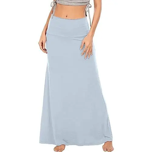Produktbild: Rockhosen Damen Sommer,Damen Maxi-Rock mit Hohem Gummibund Maxirock Damen Lang Sommer Strandrock Damen Hoher Taille Sommerrock Damen Lang Volant Rock Damen Retro Asymmetrisch Faltenrock