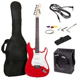 Produktbild: RockJam Full Size Electric Guitar Kit with 10-Watt Guitar Amp, Lessons, Strap, Gig Bag, Picks, Whammy, Lead and Spare Strings - Red