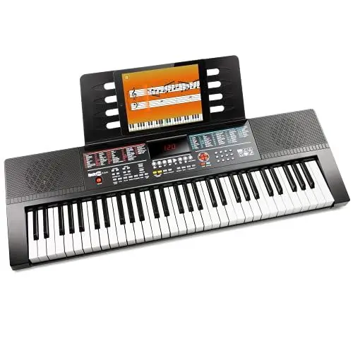 Produktbild: Rockjam RJ640 61 Tastaturklavier mit Notenständer, Klaviernotenaufklebern und einfach Klavierunterricht Schwarz Elektronisches Keyboard