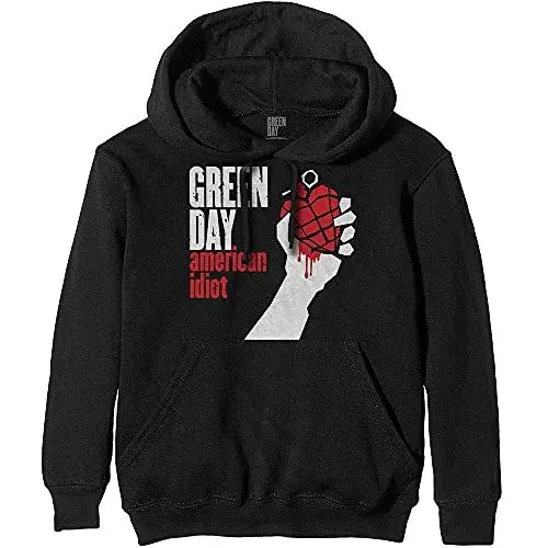 Produktbild: Rocks-off Green Day Kapuzenpullover American Idiot Band Logo Nue offiziell Herren Farbe: schwarz Groesse: L
