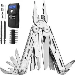 Produktbild: ROCKTOL Multitool, 29-in-1-Multitool-Zange mit austauschbaren Drahtschneidern und Säge, robustes Multitool-Set aus Edelstahl und Nylonscheide für Camping-Überlebensgeschenke für Männer