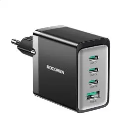 Produktbild: Rocoren USB C Ladegerät 65W USB C Netzteil 4-Port GaN Schnellladegerät PD Charger 67W kompatibel mit MacBook Pro/Air, iPhone 16/15 Pro / 15 Pro Max / 14, iPad, Galaxy S24 / S24 Ultra / S24+ /S23