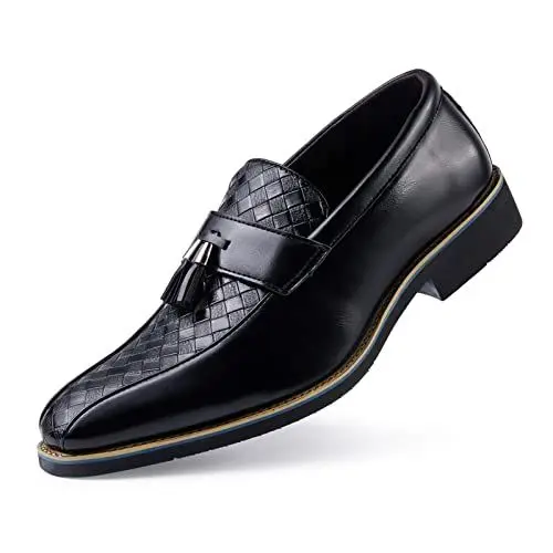 Produktbild: Rodawu Herren Mokassin Anzugschuhe Leder Slip on Business Herren Loafers Schwarz 48