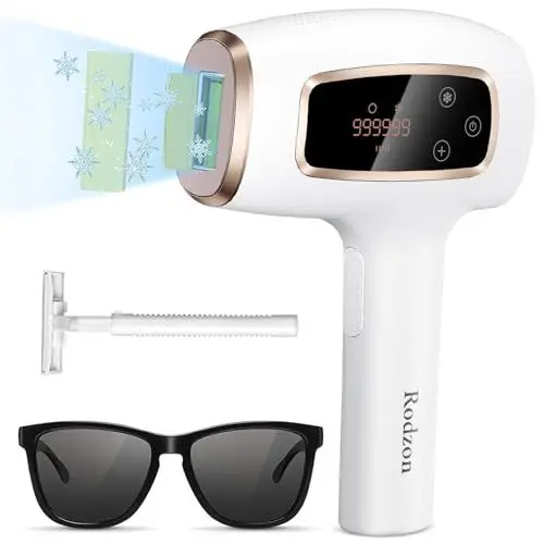 Produktbild: Rodzon IPL Geräte Haarentfernung Laser für Männer und Frauen, 999,999 Lichtimpulse Laser Haarentfernung mit 5 Energiestufen, Epilierer Damen für Achseln, Gesicht, Bikini (Weiß)