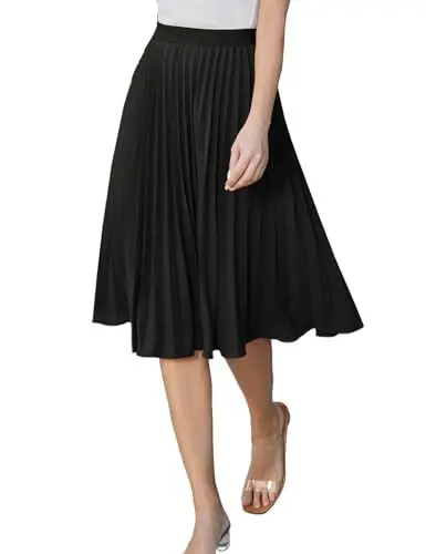 Produktbild: GRACE KARIN Damenrocke Sommer Knielang Hohe Taille Haltenrock Elegant Festliche Röck XL cl2473-1/Schwarz
