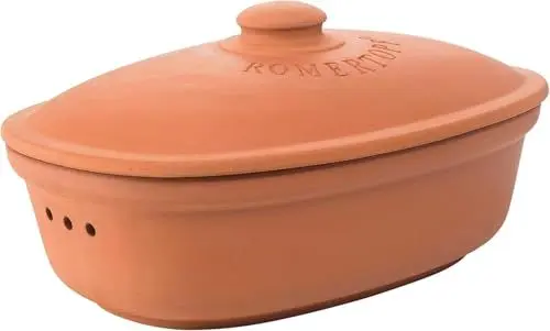Produktbild: Römertopf Keramik Brottopf aus Ton, ideal für die Aufbewahrung von Brot und Gebäck 30x21cm, terrakotta
