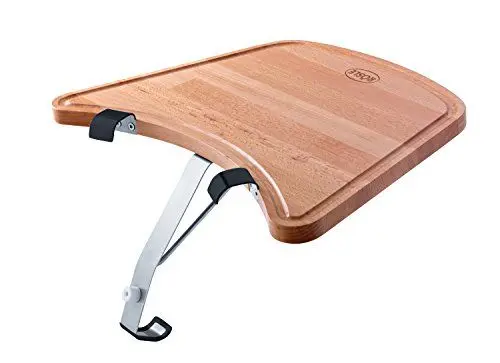 Produktbild: RÖSLE Ablagetisch Kugelgrill, Hochwertiger Buchenholztisch mit Saftrille zum Anhängen an den RÖSLE Kohlegrill No.1 F50 AIR/F60 AIR/G60, Braun