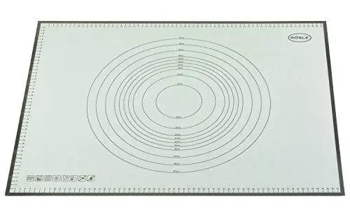 Produktbild: RÖSLE Back- und Arbeitsmatte Silikon, Hochwertige Teigmatte als Unterlage mit Maßen, rutschfest, hitzebeständig und wiederverwendbar, Silikon, spülmaschinengeeignet, Weiß