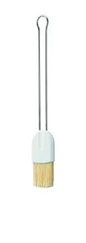 Produktbild: RÖSLE Backpinsel, Hochwertiger Pinsel mit reinen Naturborsten zum Einfetten und Glasieren, Drahtgriff, Edelstahl 18/10, 3,5 cm, Silbern/Weiß