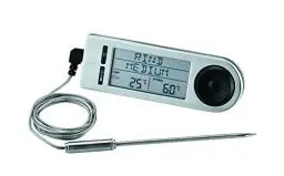 Produktbild: RÖSLE Barbecue-Kerntemperaturmesser,Hochwertiges Thermometer zur Bestimmung der idealen Fleischkerntemperatur auf dem Grill oder im Backofen mit Magnethalterung, silber/schwarz, 18 x 4.8 x 2 cm