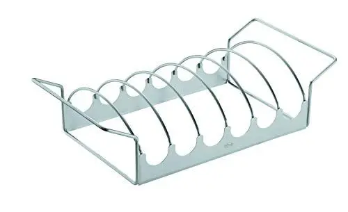 Produktbild: RÖSLE Braten- und Rippchenhalter Klein, Aufsatz zur Zubereitung von Spareribs und Braten auf Gas- und Kohlegrill, Bratenkorb, Edelstahl 18/10, backofen- und spülmaschinengeeignet