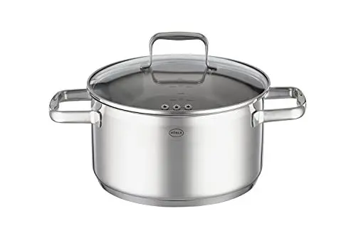 Produktbild: RÖSLE CHARM Kochtopf, Hochwertiger Universaltopf aus Edelstahl 18/10, 24 cm, Glasdeckel, Innenskalierung, induktionsgeeignet, spülmaschinengeeignet, Silber