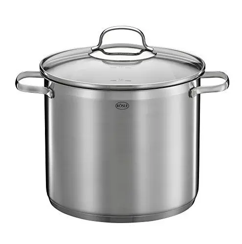 Produktbild: RÖSLE ELEGANCE Gemüse/Partytopf, Hochwertiger Edelstahltopf zum Kochen großer Mengen, 8 Liter, Edelstahl 18/10, Innenskalierung, Induktionsgeeignet, Spülmaschinengeeignet, 33 x 25.5 x 28 cm