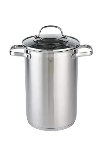 Produktbild: RÖSLE ELEGANCE Spargel und Pastatopf, Hochwertiger Topf zur Zubereitung von Nudeln oder Gemüse, 4,5 Liter, Edelstahl 18/10, Siebeinsatz, Spülmaschinengeeignet, 30.5 x 17.3 x 24.7 cm, Silberfarben