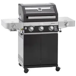 Produktbild: RÖSLE Gasgrill BBQ-Station VIDERO G3-S Schwarz, Grill mit 3 Edelstahlbrennern, extra Primezone und Seitenbrenner, klappbare Seitentische, VARIO+, pulverbeschichteter Stahl