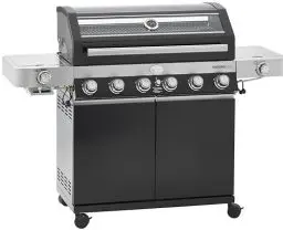 Produktbild: RÖSLE Gasgrill BBQ-Station VIDERO G6-S Schwarz, Grill mit 6 Edelstahlbrennern, extra Primezone und Seitenbrenner, klappbare Seitentische, VARIO+, pulverbeschichteter Stahl