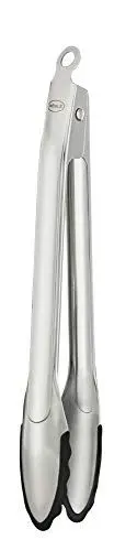 Produktbild: RÖSLE Gourmetzange Silikon, Hochwertige Küchenzange mit Silikonrand und patentiertem Verschlusssystem zum Grillen, Kochen und Servieren, 23 cm, Edelstahl 18/10, spülmaschinengeeignet
