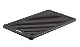 Produktbild: RÖSLE Grillplatte VIDERO G2-P, Hochwertige Grillplatte aus Gusseisen für Fleisch und kleine Grillstücke, Grillbranding, Platte beidseitig verwendbar, Schwarz