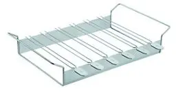 Produktbild: RÖSLE Halter mit Grillspießen, Aufsatz zur Zubereitung von Schaschlik und Gemüse auf Gas- und Kohlegrill, 6-teilig, Edelstahl 18/10, spülmaschinengeeignet, Silber