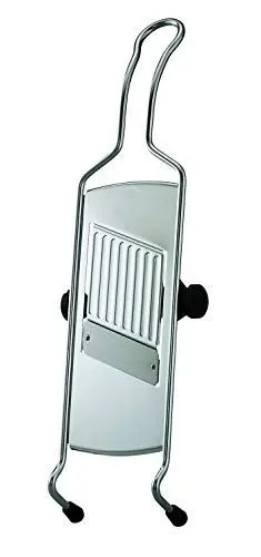 Produktbild: RÖSLE Hobel Classic, Hochwertige Reibe für Gemüse wie Gurken, Karotten oder Pilze, mit Drahtgriff und Silikonstandfüßen, Edelstahl 18/10, 40 cm, Silber
