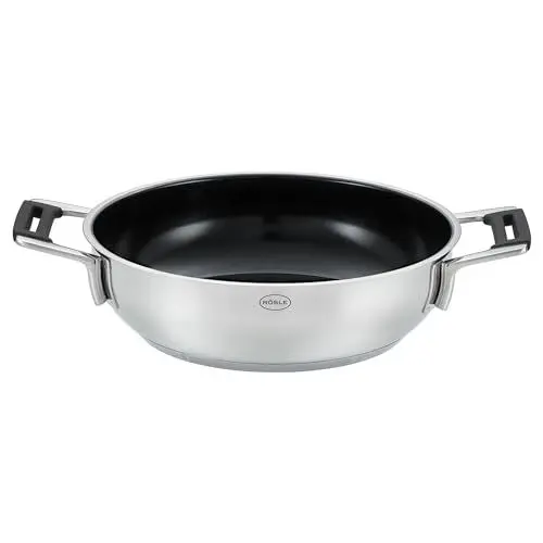 Produktbild: RÖSLE SILENCE PRO ProCeraPlus Servierpfanne, Antihaft & Robust - 28 cm, Hitzebeständig bis 260 °C, Keramikversiegelung, silbern, Edelstahl 18/10