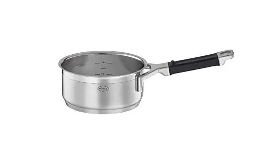 Produktbild: RÖSLE SILENCE PRO Stielkasserolle, Hochwertiger Universaltopf aus Edelstahl 18/10, 16 cm, Silikongriff, Innenskalierung, induktionsgeeignet, spülmaschinengeeignet, Silberfarben