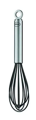 Produktbild: RÖSLE Schneebesen Silikon, hochwertiger Rührbesen mit schmalem Griff, Edelstahl 18/10, Silikon, Temperaturbeständig bis 220 °C, Spülmaschinengeeignet, Länge 27 cm