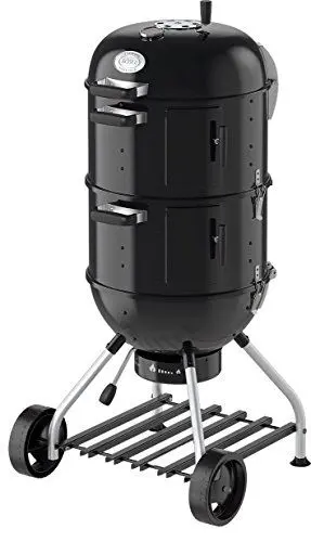 Produktbild: RÖSLE Smoker No.1 F50-S, Variabler Kohlegrill mit zwei Smoker-Ringen oder als Mini-Kugelgrill, 2 x Ø 50 cm, Stahl schwarz, integrierter Wasserbehälter, Deckelthermometer, Räucherrack